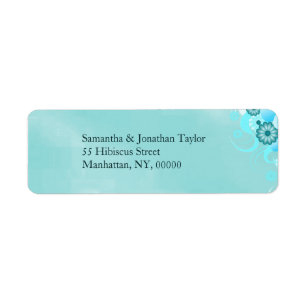 Étiquette Mariage floral bleu Turquoise Aqua