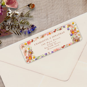 Étiquette Mariage Floral Bohème Automnal Rustique aux Fleurs