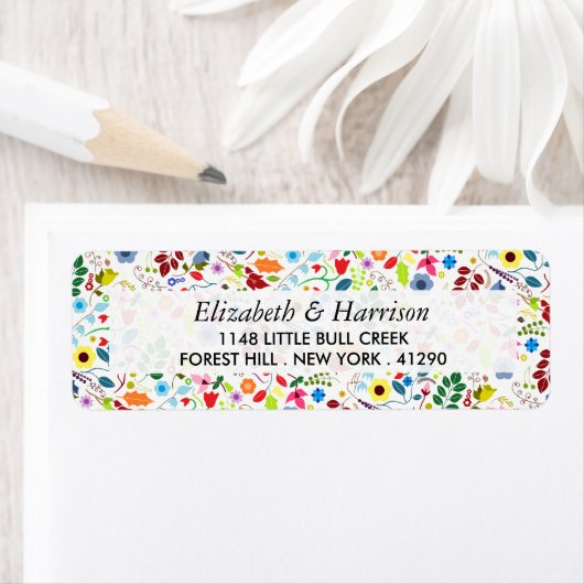 Étiquette Mariage floral chic boho moderne (En situation)