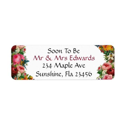 Étiquette Mariage Floral de Bourgogne Bientôt être M. et Mme (Devant)