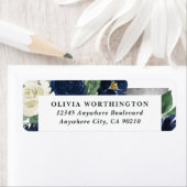 Étiquette Mariage floral d'ivoire élégant de la marine (En situation)