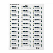 Étiquette Mariage floral d'ivoire élégant de la marine (Feuille entière)