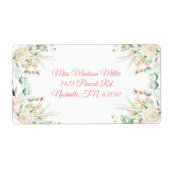 Étiquette Mariage Floral Elegant Rose Chic Date Nom Adresse (Devant)