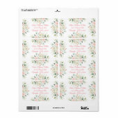 Étiquette Mariage Floral Elegant Rose Chic Date Nom du scrip (Feuille entière)
