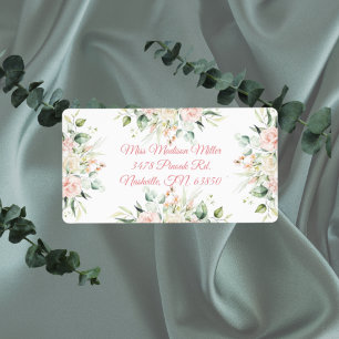 Étiquette Mariage Floral Elegant Rose Chic Date Nom du scrip