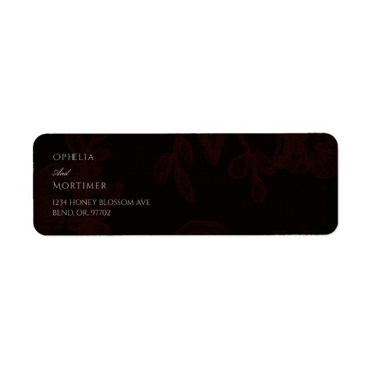 Étiquette Mariage floral gothique foncé Adresse de retour (Devant)