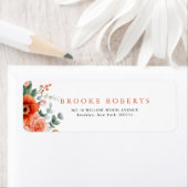 Étiquette Mariage Floral Moderne Orange Clair de Vérone (En situation)