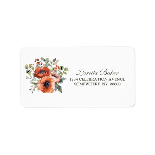 Étiquette Mariage Floral Orange (Devant)