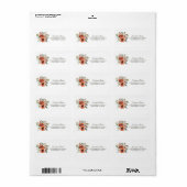 Étiquette Mariage Floral Orange (Feuille entière)