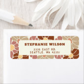 Étiquette Mariage Floral Rétro Groovy Boho Chic Terracotta (En situation)