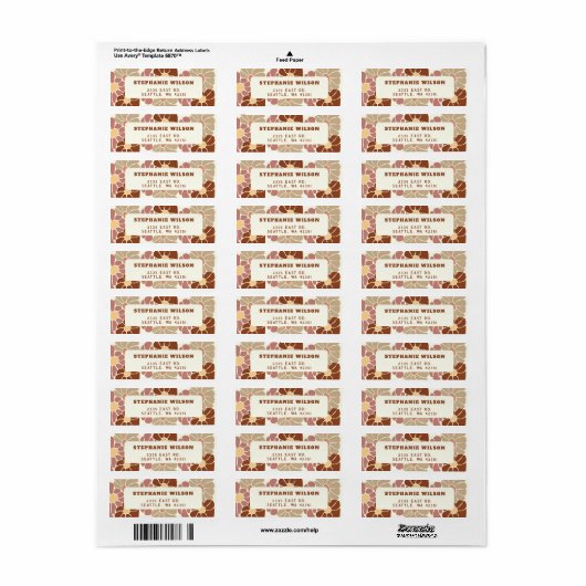 Étiquette Mariage Floral Rétro Groovy Boho Chic Terracotta (Feuille entière)