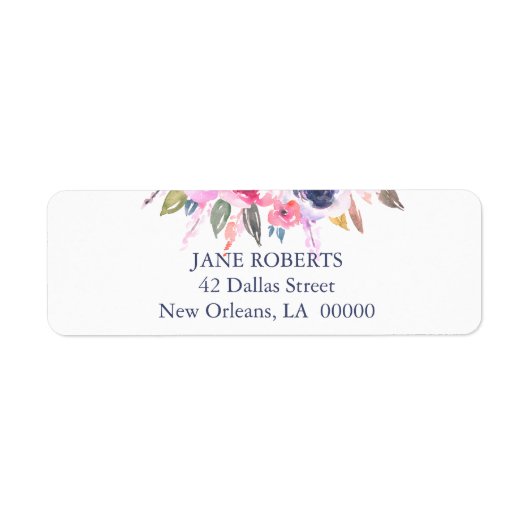 Étiquette Mariage Floral Rose (Devant)