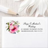 Étiquette Mariage Floral rose Adresse de retour (En situation)