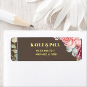 Étiquette Mariage Floral rose de Bourgogne Adresse de retour (En situation)