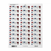 Étiquette Mariage floral rose rose bleu marine et bordeaux (Feuille entière)