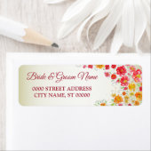 Étiquette Mariage Floral rose rouge Adresse de retour (En situation)