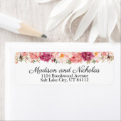 Étiquette Mariage Floral Rose Rustique Retourner l'adresse É (En situation)