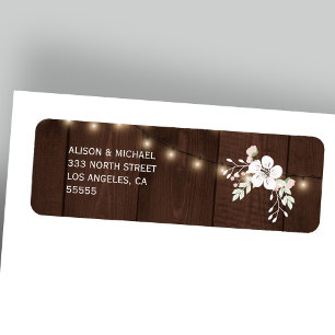 Étiquette Mariage Floral Rustique d'hiver Adresse de retou