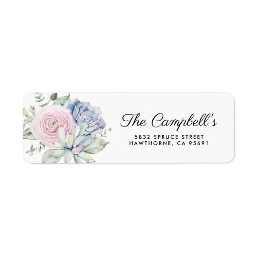 Étiquette Mariage floral Succulent vintage (Devant)