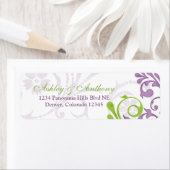 Étiquette Mariage Floral Vert Violet Retourner l'adresse Éti (En situation)