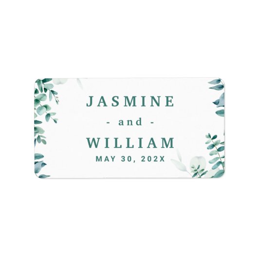 Étiquette Mariage Frameborder Carré Eucalyptus vert (Devant)