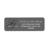 Étiquette Mariage G initial Gris de charbon (Devant)