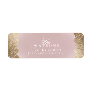 Étiquette Mariage Géométrique Pink Gold Gatsby