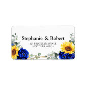 Étiquette Mariage géométrique Royal Blue Rustic Sunflower (Devant)
