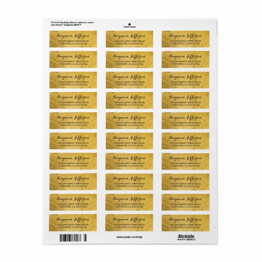 Étiquette Mariage Gold Foil (Feuille entière)