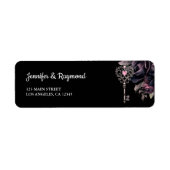 Étiquette Mariage gothique Black Dark Floral Adresse de reto (Devant)