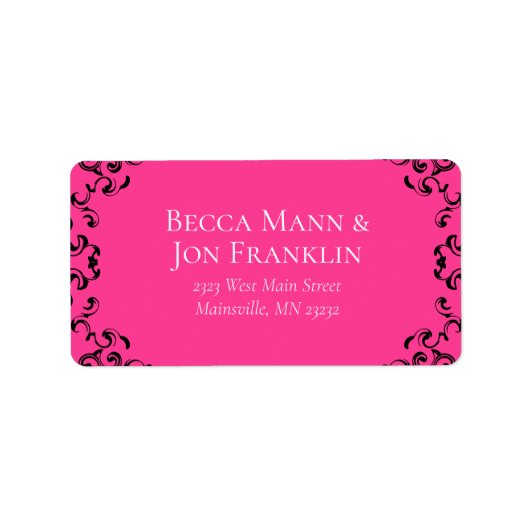 Étiquette Mariage gothique rose chaud et noir (Devant)