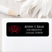 Étiquette Mariage gothique rouge et noir (En situation)