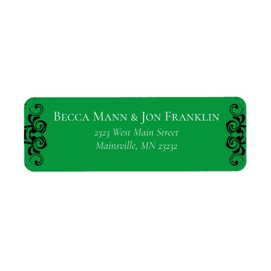 Étiquette Mariage gothique vert et noir (Devant)