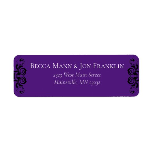 Étiquette Mariage gothique violet et noir (Devant)