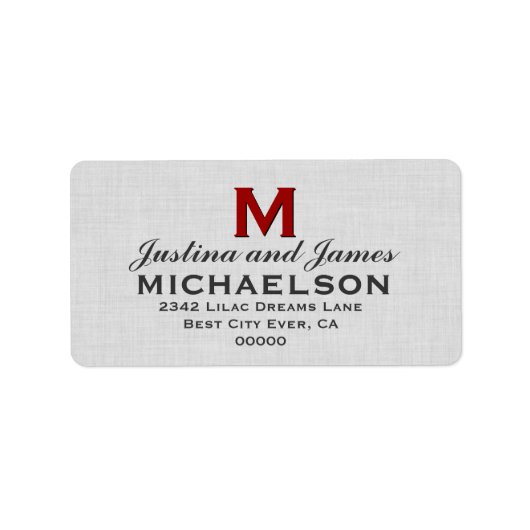 Étiquette Mariage gris argent Monogram M Modèle V01 (Devant)