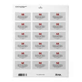 Étiquette Mariage gris argent Monogram M Modèle V01 (Feuille entière)