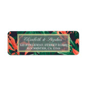 Étiquette Mariage hawaïen moderne Tropical Floral Gold Frame (Devant)