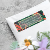 Étiquette Mariage hawaïen moderne Tropical Floral Gold Frame