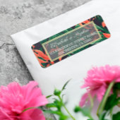 Étiquette Mariage hawaïen moderne Tropical Floral Gold Frame