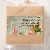 Étiquette Mariage Hipster Bicycle Rose Rustic Wood Cottage (En situation)