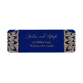 Étiquette Mariage indien Blue Gold Peacock (Devant)