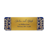 Étiquette Mariage indien Blue Gold Peacock (Devant)