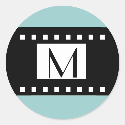 Étiquette Mariage initial du Monogramme noir bleu (Devant)