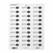 Étiquette Mariage Inséparables noir et blanc mignon (Feuille entière)