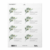 Étiquette Mariage italien. Oliviers feuille. Adresse verte (Feuille entière)