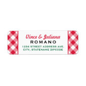 Étiquette Mariage italien Red À damiers Adresse de retour (Devant)