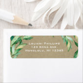 Étiquette Mariage Kraft Rustique Feuilles Vertes Aquarelle (En situation)