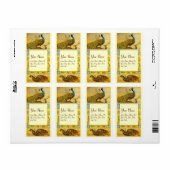 Étiquette MARIAGE LOVE PEACOCKS, crème brun jaune (Feuille entière)