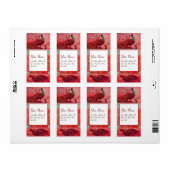 Étiquette MARIAGE LOVE PEACOCKS, rouge blanc (Feuille entière)