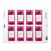 Étiquette MARIAGE LOVE PEACOCKS, rouge fuchsia rose blanc (Feuille entière)